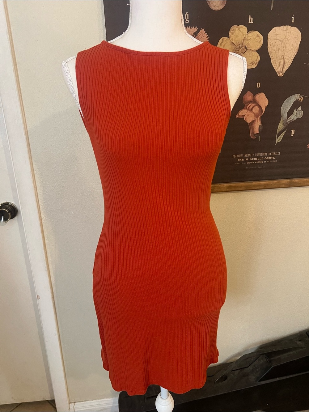 Reformation Ribbed Knit Mini Dress, Asymmetric Cutout Back
